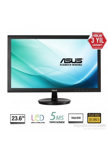 ASUS 23,6 VS247NR 5ms DVI LED Monitör Parlak Siyah Vesa Geniş